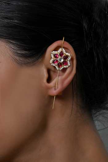 Shlok Jewels Floral Embellished Earcuffs 
