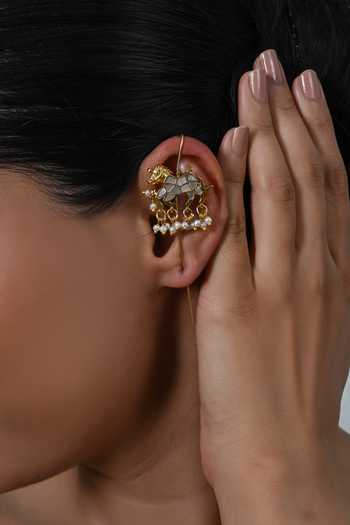 Shlok Jewels Kundan Embellished Earcuffs 
