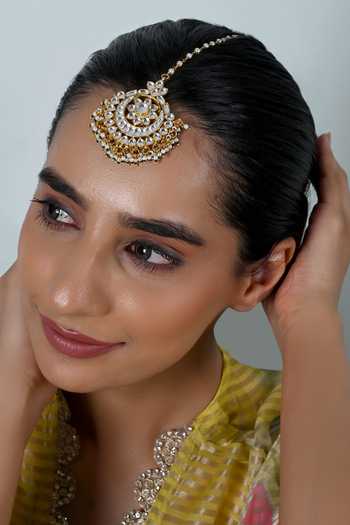 Shlok Jewels_White Stone Embellished Maangtikka _Online_at_Aza_Fashions