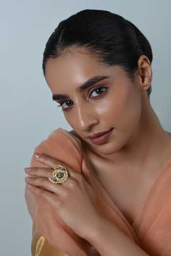 Shlok Jewels_Multi Color Jadau Embellished Ring _Online_at_Aza_Fashions