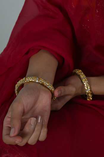 Shlok Jewels_White Mother Pearl Bangles - Set 2 _Online_at_Aza_Fashions