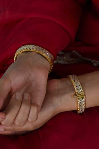 Shlok Jewels_White Mother Pearl Bangles - Set 2 _Online_at_Aza_Fashions