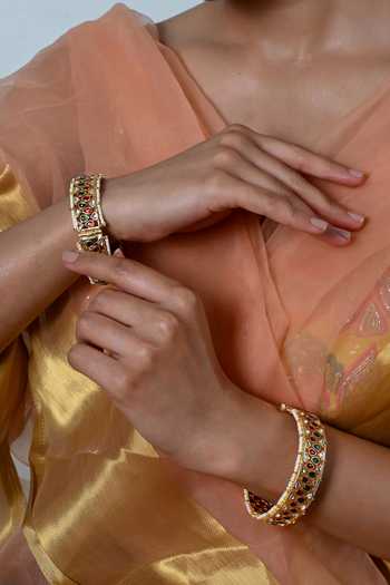Shlok Jewels Stone Embellished Bangles - Set of 2 