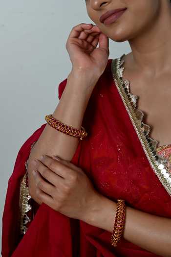 Shlok Jewels Kundan Embellished Bangles - Set of 2 