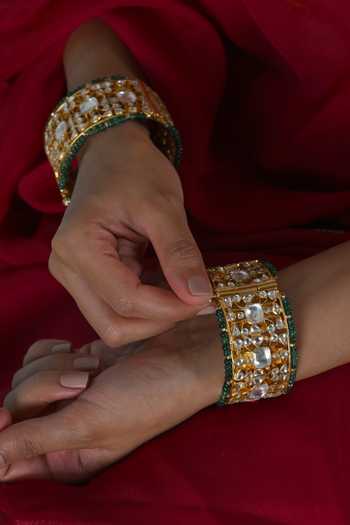 Shlok Jewels Kundan Embellished Bangles - Set of 2 