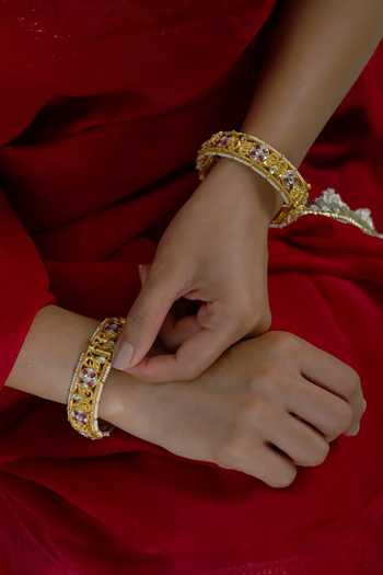 Shlok Jewels Stone Embellished Bangles - Set of 2 