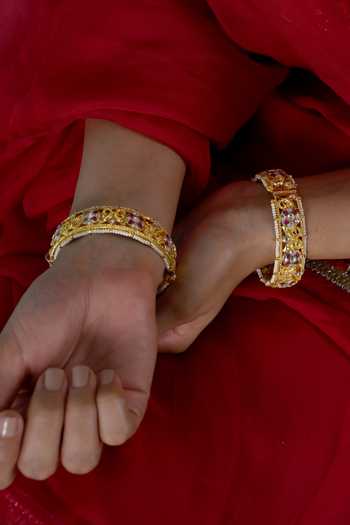 Shlok Jewels Stone Embellished Bangles - Set of 2 