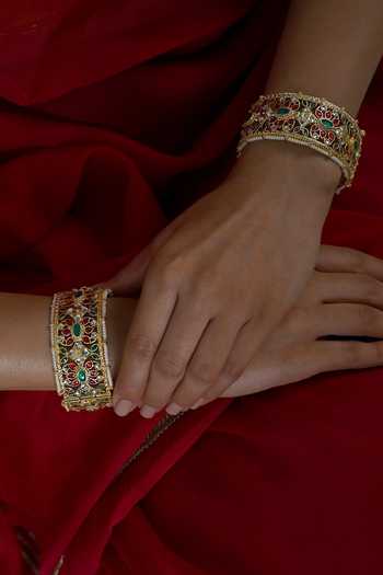 Shlok Jewels Jadau Kundan Bangles - Set of 2 