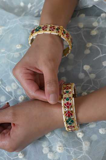 Shlok Jewels Jadau Kundan Bangles - Set of 2 