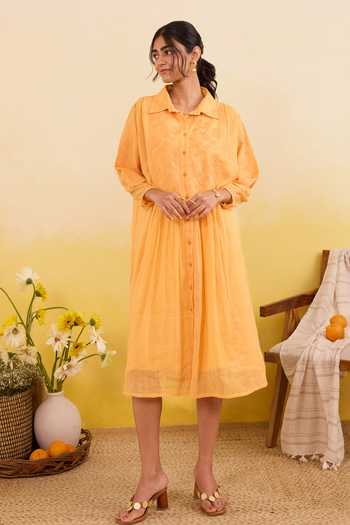 Buy_Taro_Yellow Cotton Collared Marigold Daydream Dress 