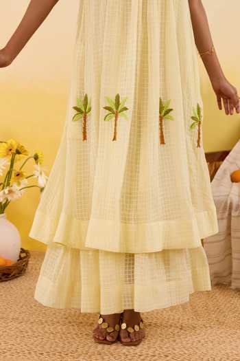Shop_Taro_Yellow Cotton Halter Neck Palm Whisper Dress 