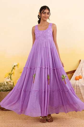 Shop_Taro_Lilac Cotton Scoop Neck Breeze Dress _Online_at_Aza_Fashions