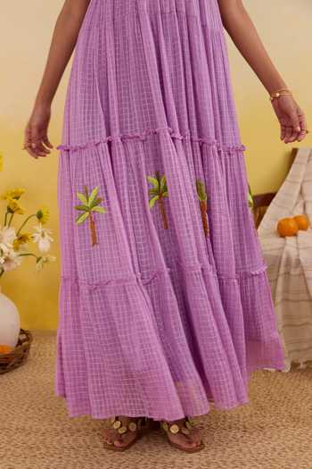 Buy_Taro_Lilac Cotton Scoop Neck Breeze Dress 