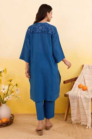 Taro Blueberry Bloom Kurta & Pant Set 