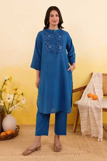 Taro Blueberry Bloom Kurta & Pant Set 