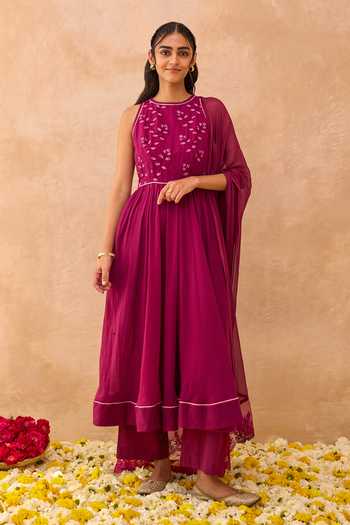 Taro Berry Bash Embroidered Anarkali Set 