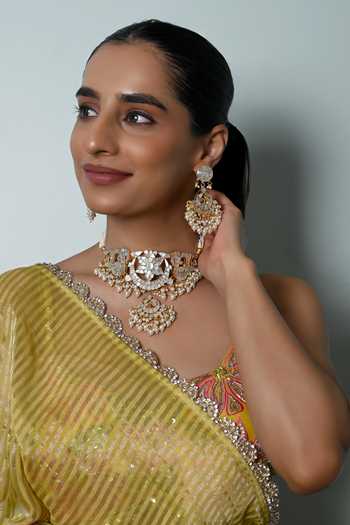 Shlok Jewels Stone Embellished Choker & Earrings Set 