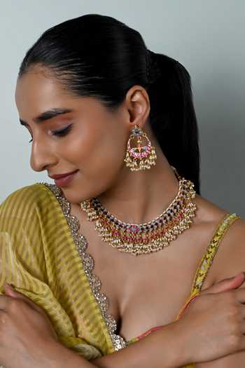 Shlok Jewels Kundan Embellished Necklace Set 