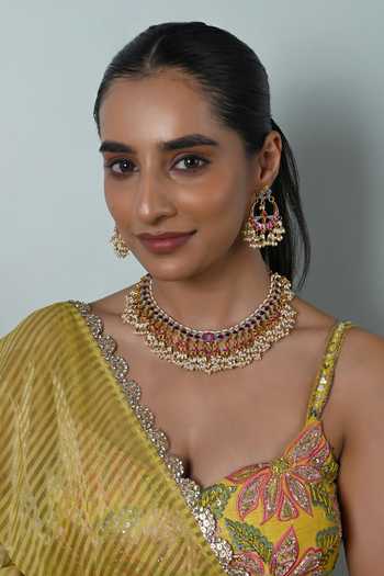 Shlok Jewels Kundan Embellished Necklace Set 