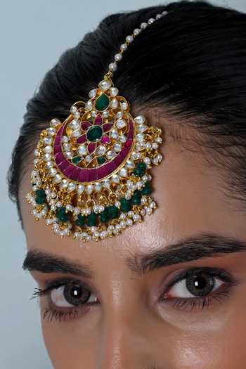 Shlok Jewels Kundan Embellished Bridal Necklace Set 