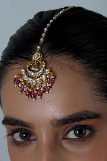 Shlok Jewels Kundan & Beads Embellished Necklace Set 
