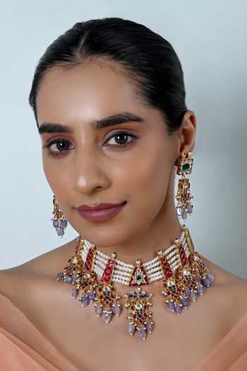 Shlok Jewels Kundan Embellished Choker Set 