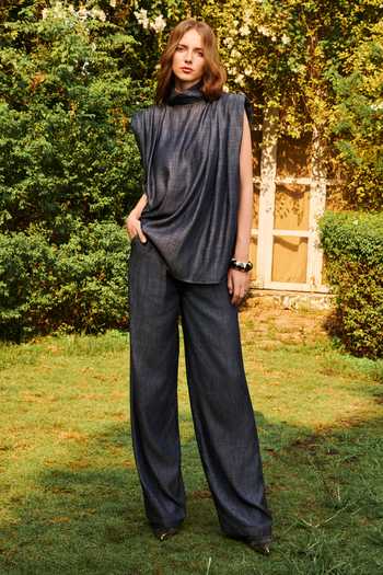 House Of Eda Kiro Silk Denim Top & Pant Set 