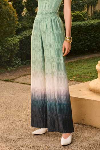 Buy_House Of Eda_Green Polyester, Lycra High Neck Eveline Pleated Top And Pant Set _Online_at_Aza_Fashions