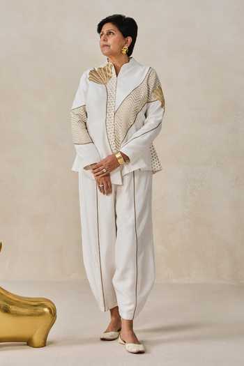 Nitika Gujral Chanderi Short Jacket Style Kurta & Pant Set 