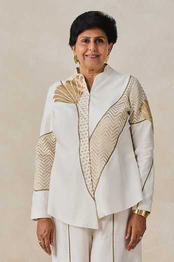 Buy Nitika Gujral Ivory Chanderi Mandarin Collar Short Jacket Style Kurta And Pant Set Buy_Nitika Gujral_Ivory Chanderi Mandarin Collar Short Jacket Style Kurta And Pant Set