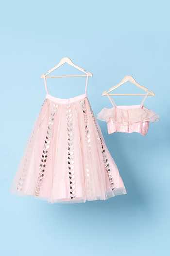 Turqidz By Shweta Aggarwal Mirror Work Lehenga & Blouse Set 