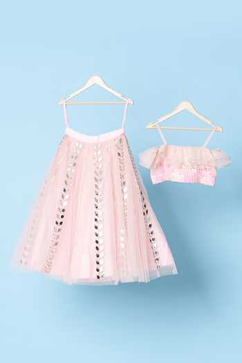Turqidz By Shweta Aggarwal Mirror Work Lehenga & Blouse Set 