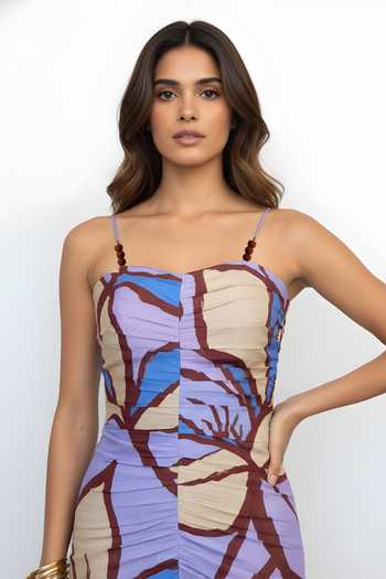 Shop_Poppi_Multi Color Bemberg Square Neck Printed Dress _Online_at_Aza_Fashions