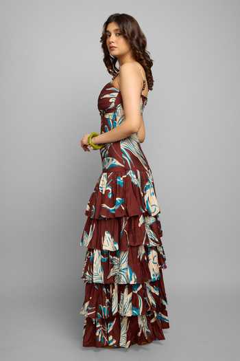 Buy Poppi Multi Color Bemberg Sweetheart Neck Floral Print Maxi Dress Online at Aza Fashions Buy_Poppi_Multi Color Bemberg Sweetheart Neck Floral Print Maxi Dress _Online_at_Aza_Fashions