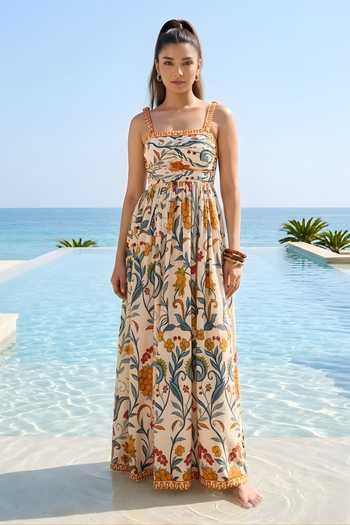 Poppi Floral Printed Tie-Up Strap Dress 