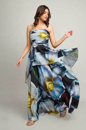 Shop_Poppi_Blue Bemberg Bandeau Neck Printed Maxi Dress _Online_at_Aza_Fashions