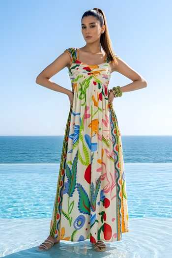 Poppi Printed Bemberg Silk Maxi Dress 