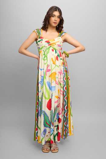Buy_Poppi_Multi Color Silk, Bemberg Sweetheart Neck Printed Maxi Dress _Online_at_Aza_Fashions