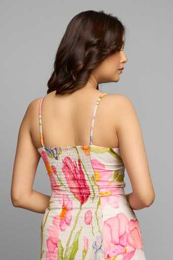 Shop_Poppi_Multi Color Bemberg Sweetheart Neck Floral Print Dress _Online_at_Aza_Fashions