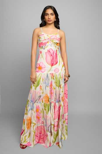 Poppi Bemberg Floral Printed Maxi Dress 