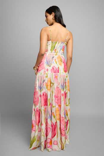 Poppi Bemberg Floral Printed Maxi Dress 