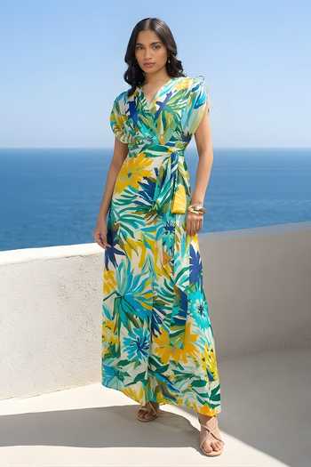 Poppi Printed Wrap Maxi Dress 