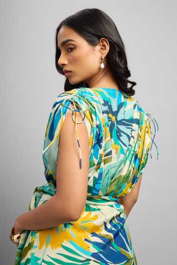 Shop_Poppi_Multi Color Silk, Bemberg V-neck Printed Wrap Maxi Dress _Online_at_Aza_Fashions