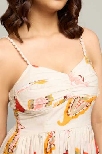 Poppi_White Bemberg Sweetheart Neck Printed Maxi Dress _Online_at_Aza_Fashions