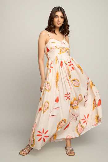 Shop_Poppi_White Bemberg Sweetheart Neck Printed Maxi Dress _Online_at_Aza_Fashions