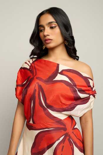 Shop_Poppi_White Bemberg One Shoulder Floral Print Maxi Dress _Online_at_Aza_Fashions