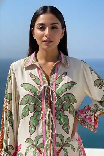 Shop_Poppi_Multi Color Bemberg Collared Printed Shirt And Pant Set _Online_at_Aza_Fashions