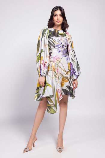 Poppi Floral Print Asymmetric Dress 