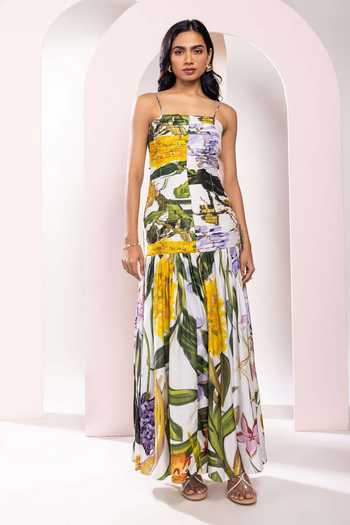 Poppi Floral Print Ruched Bodice Dress 