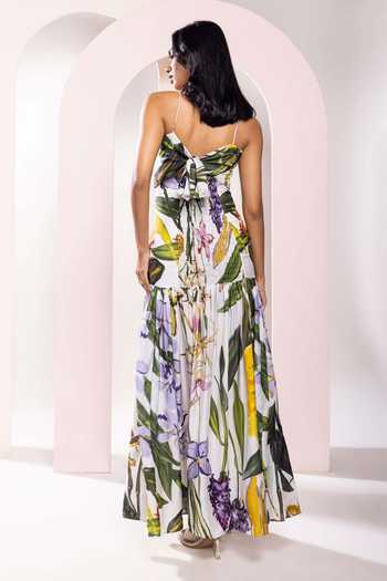 Poppi Floral Print Ruched Bodice Dress 